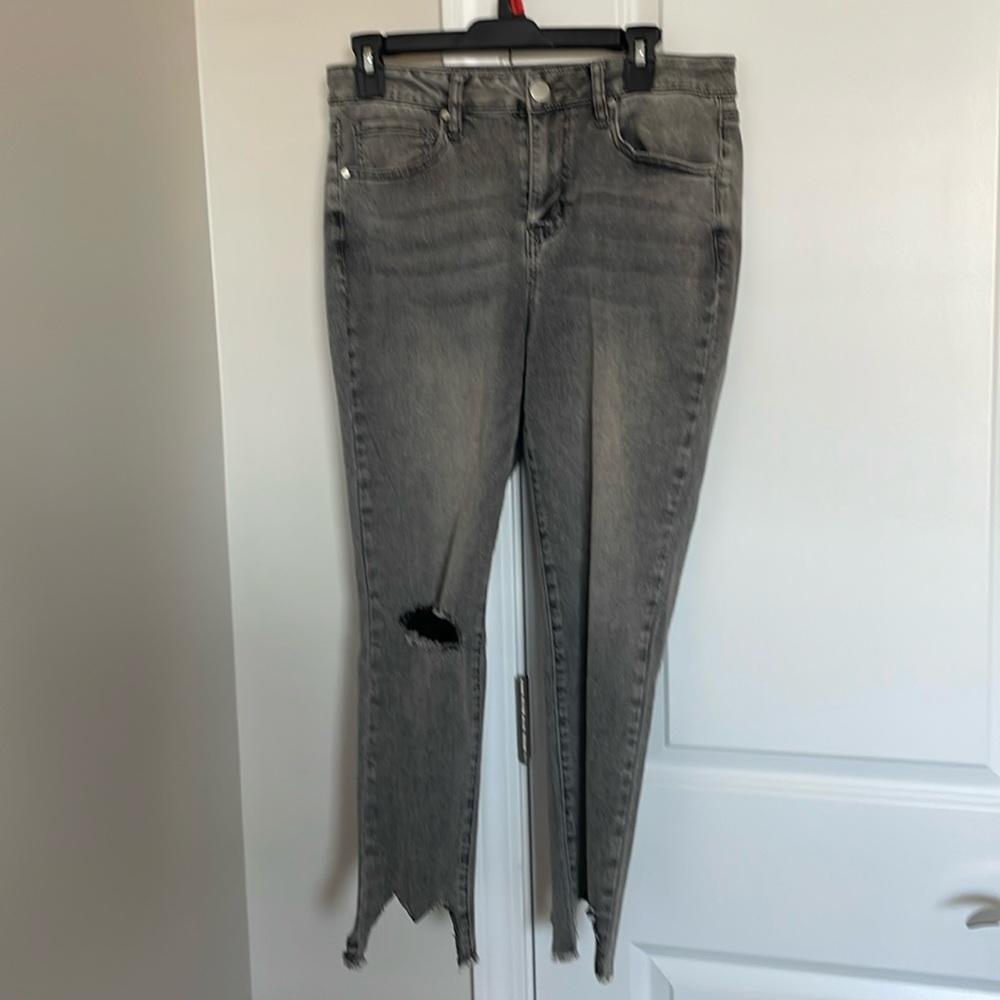 Smoky gray size 10 Arula jeans , uneven rough edged hem